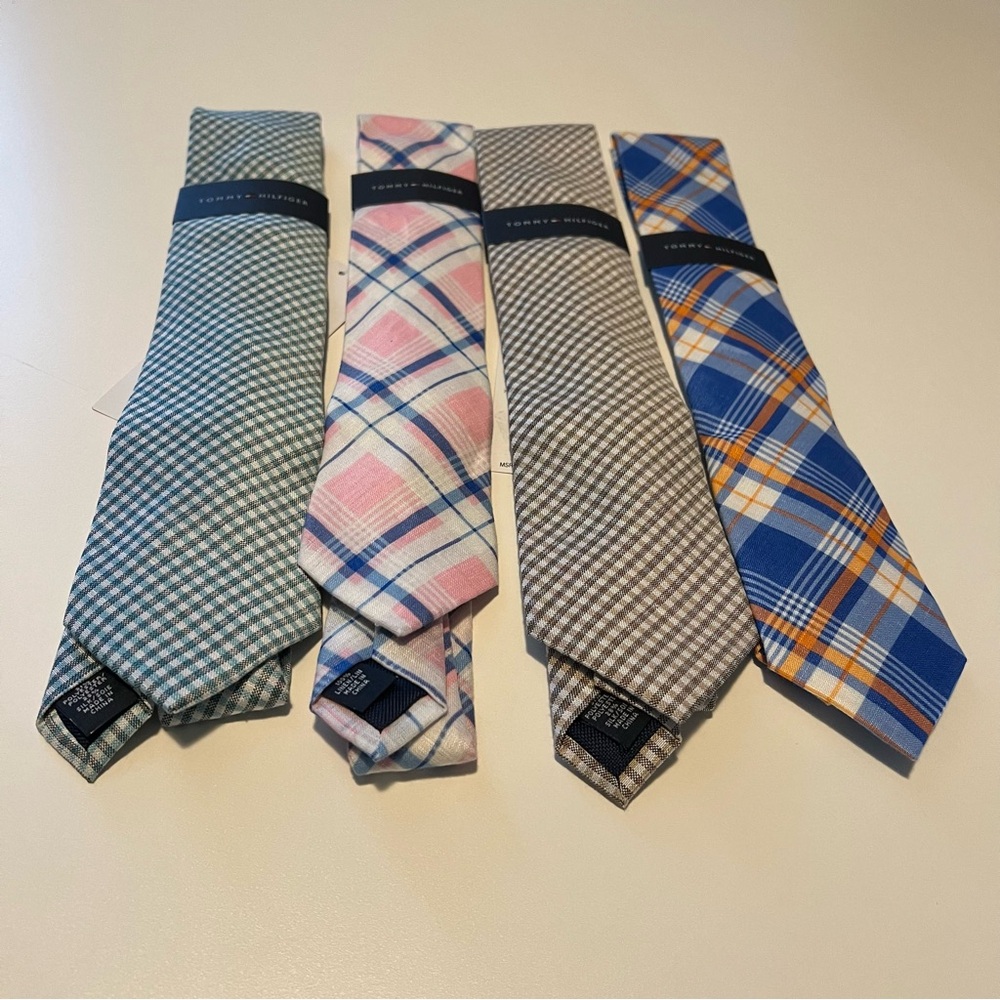 Tommy Hilfiger Men's Plaid Ties - Blue, Pink, Gray